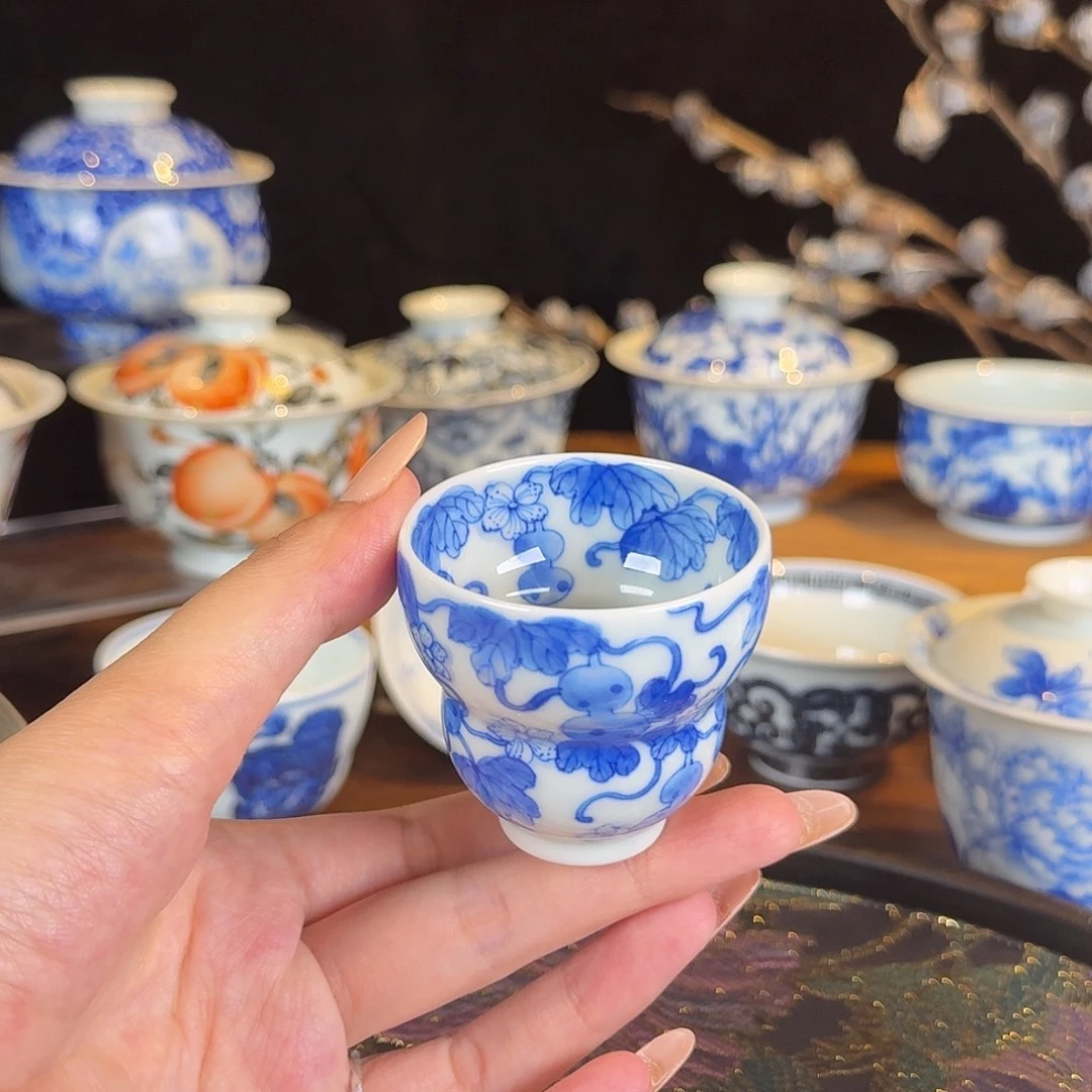 青樵轩青花小葫芦杯
