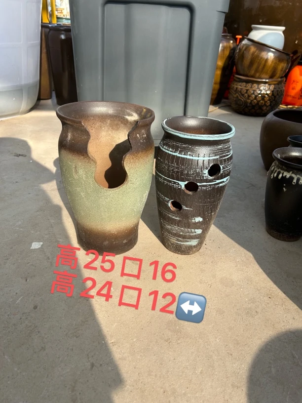 宜兴粗陶多肉花盆侧孔创意、造景花盆切口侧孔全泡