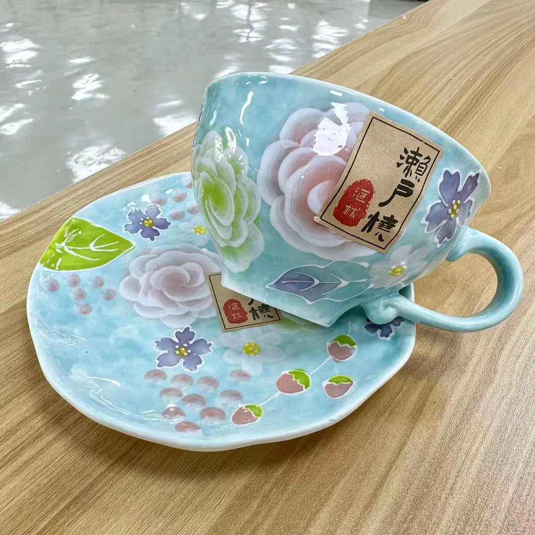 濑户烧玫瑰之恋咖啡杯一套