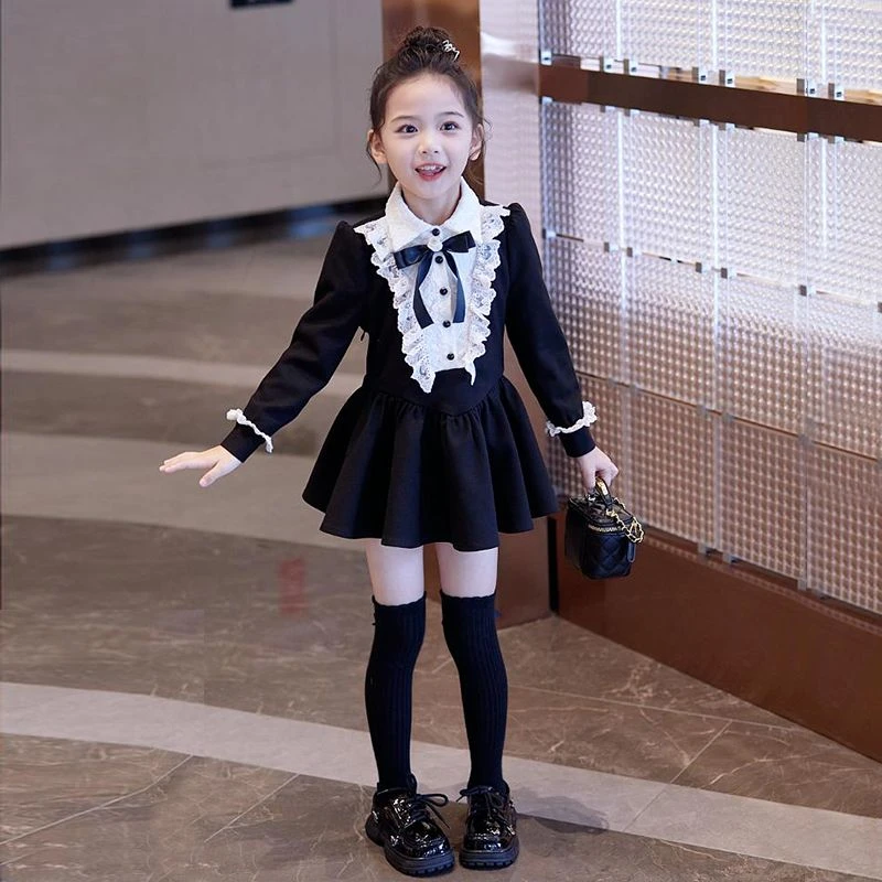 女童连衣裙春秋季2025新款韩版洋气儿童女孩学院风赫本风公主裙子