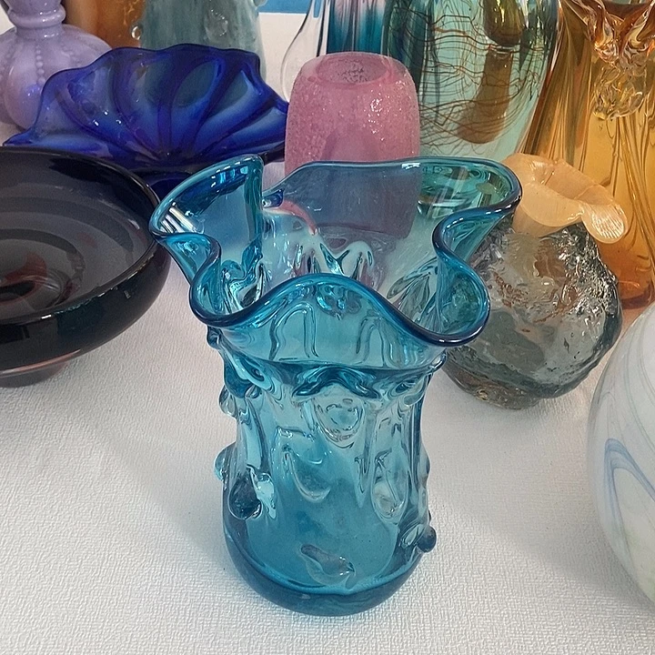 蓝色琉璃摆件家居花瓶