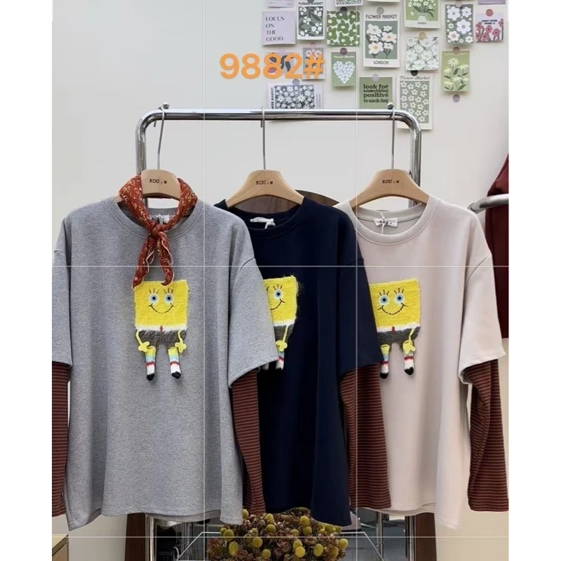 叨叨推荐款 KOU#9882#海绵宝宝假两件打底衫（冬季新款）FL
