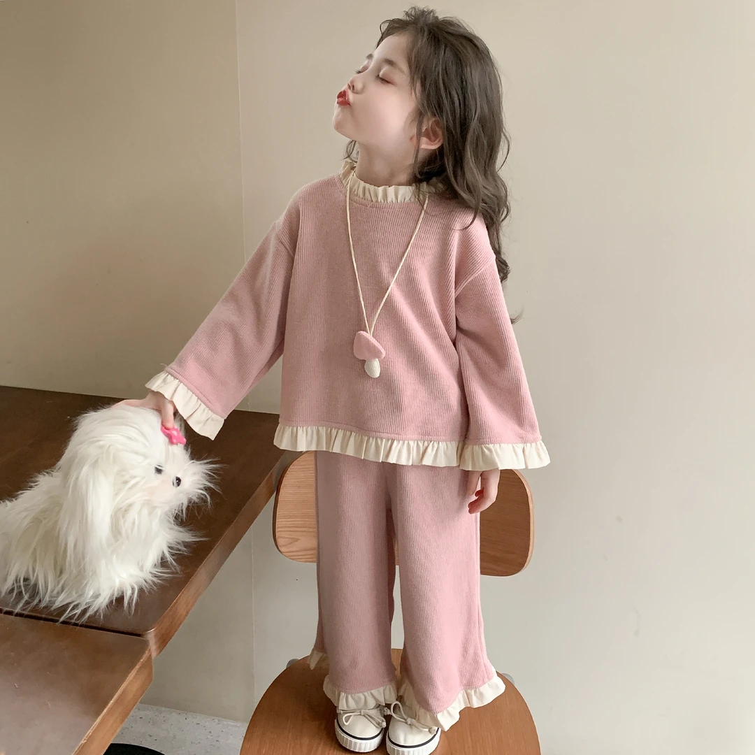 女童洋气宽松小香风休闲套装春秋季女宝宝2025新款森系卫衣两件套