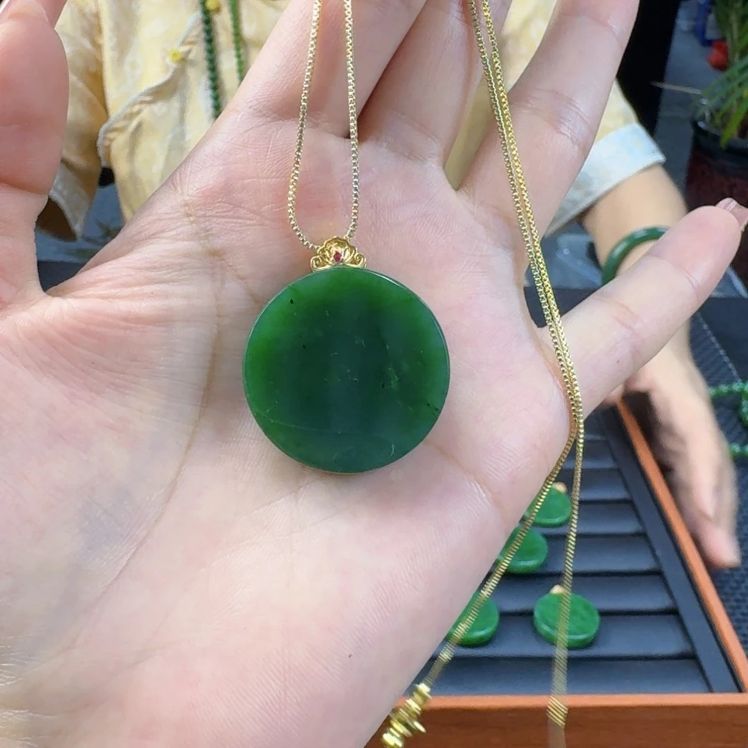 颈饰银S925镶嵌和田玉（碧玉）