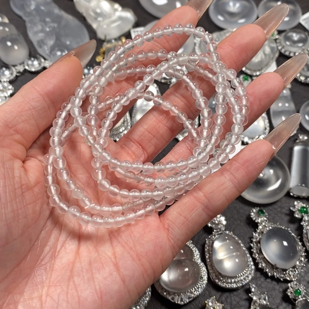 石英质玉未镶嵌颈饰卡5黑钢米珠