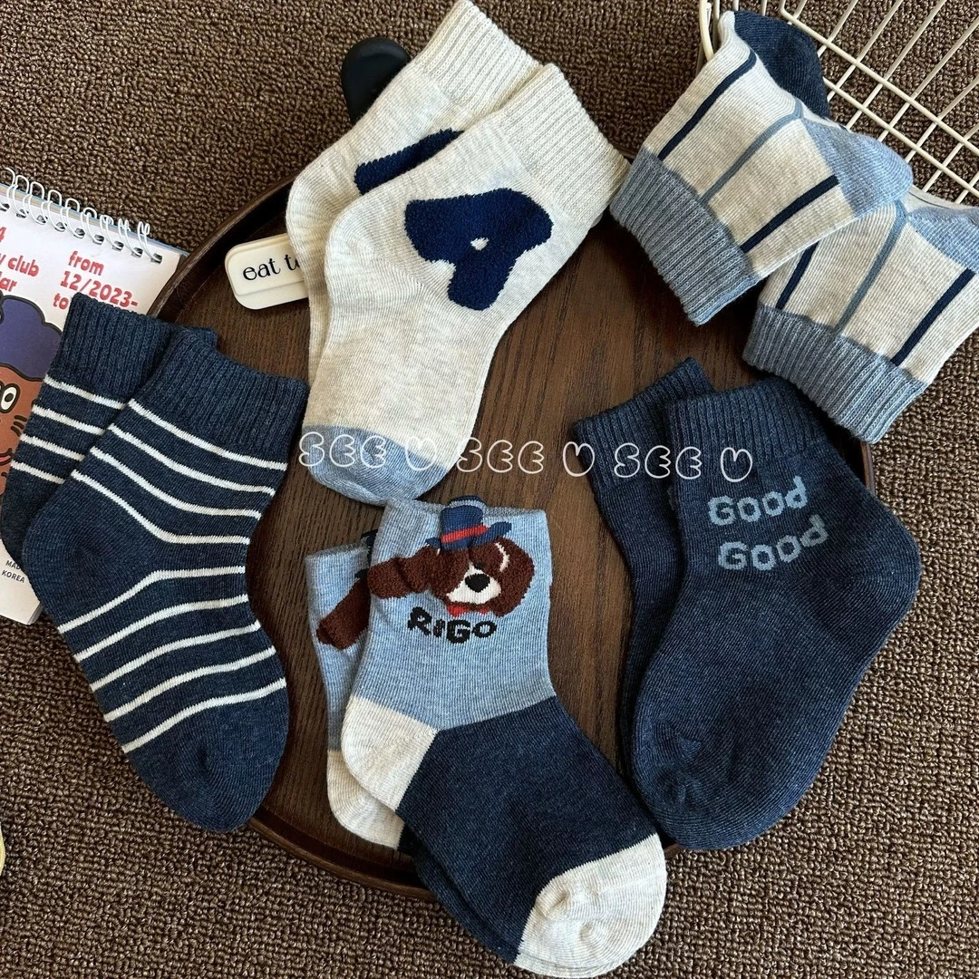男童袜子袜春秋卡通动物款秋冬季儿童小中大童女童宝宝中筒袜FJJ
