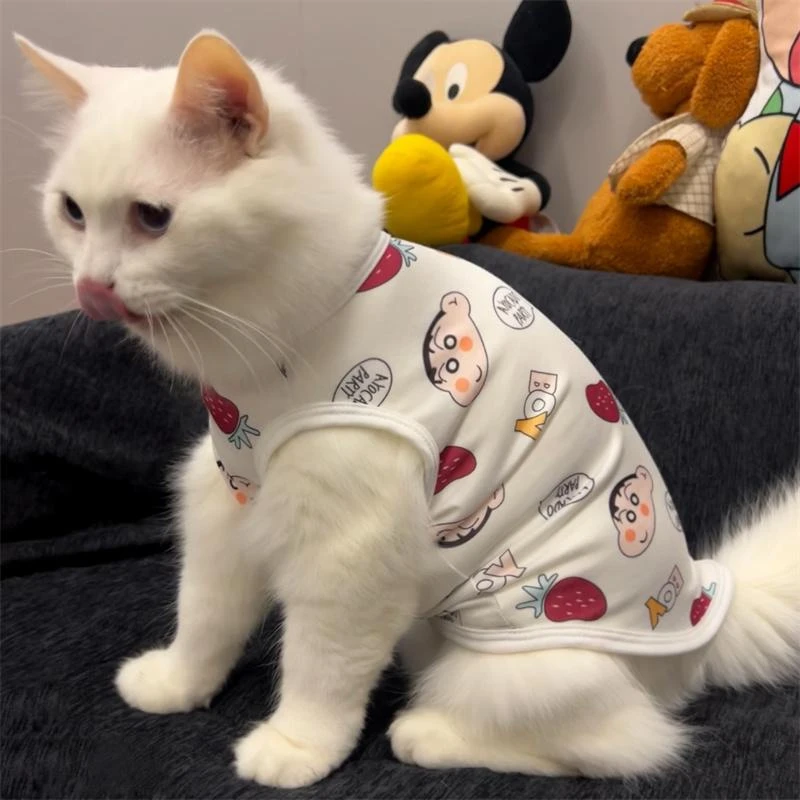 猫咪衣服春秋可爱卡通小狗背心猫猫夏季小猫薄款小型犬透气不掉毛