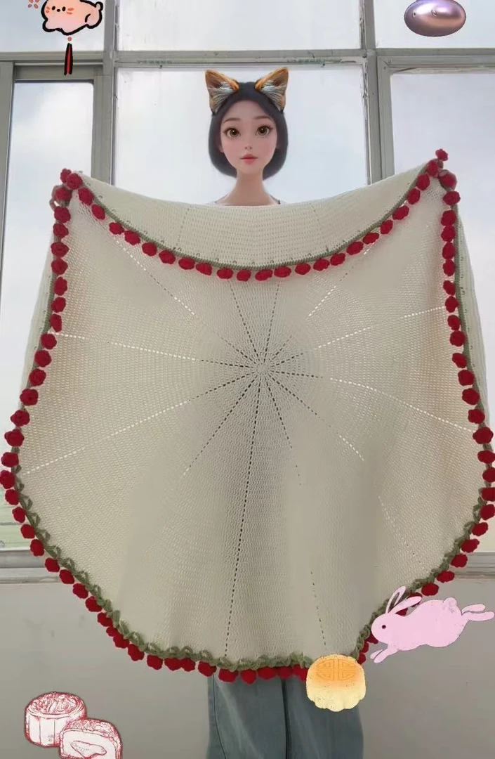 雪妃尔5股玫瑰花束毯子苞毯夏凉毯牛奶棉手工编织材料包【非成品】