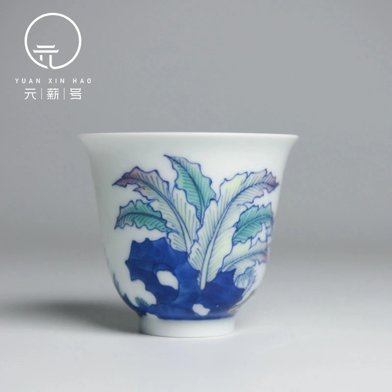 予御丨诚德轩丨65#斗彩 绿云满庭 杯景德镇纯手工手绘陶瓷复古茶