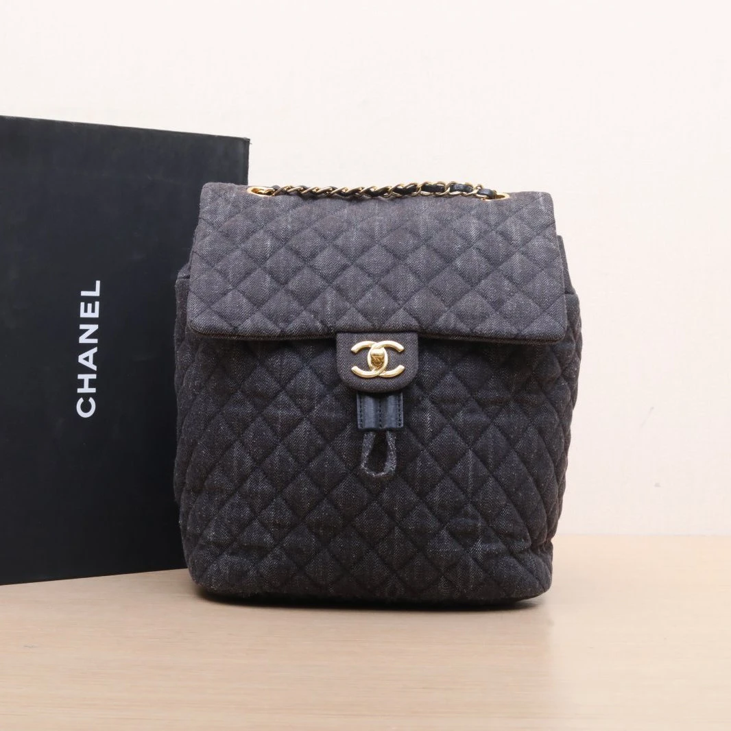 99新 Chanel/香奈儿 【小花念念】灰色 帆布 23开 金扣 萨尔茨堡