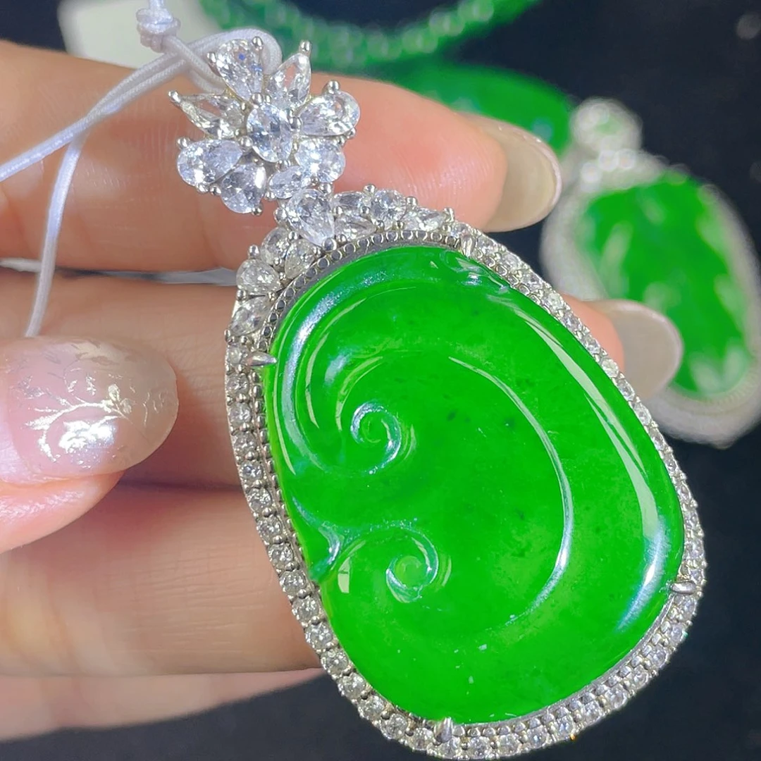 翡翠吊坠(不含链)银S925镶嵌