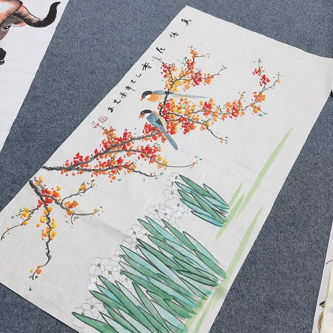国画尺寸50X100手绘作品 