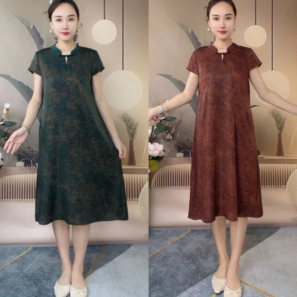 新款国风盘扣时尚宽松显瘦洋气夏季连衣裙