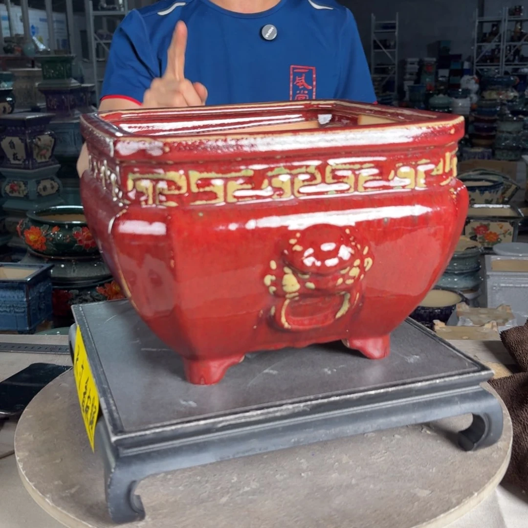 一风堂石湾花盆 内22*16盆口收缩微瑕