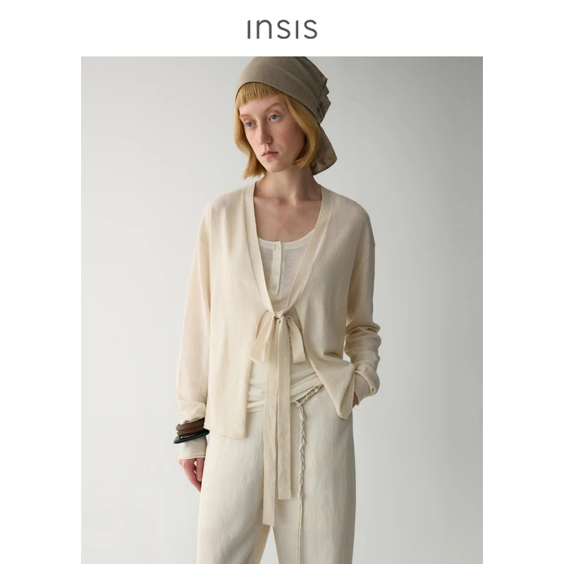 INSISFEMMEV领系带前后两穿针织开衫FN25113506