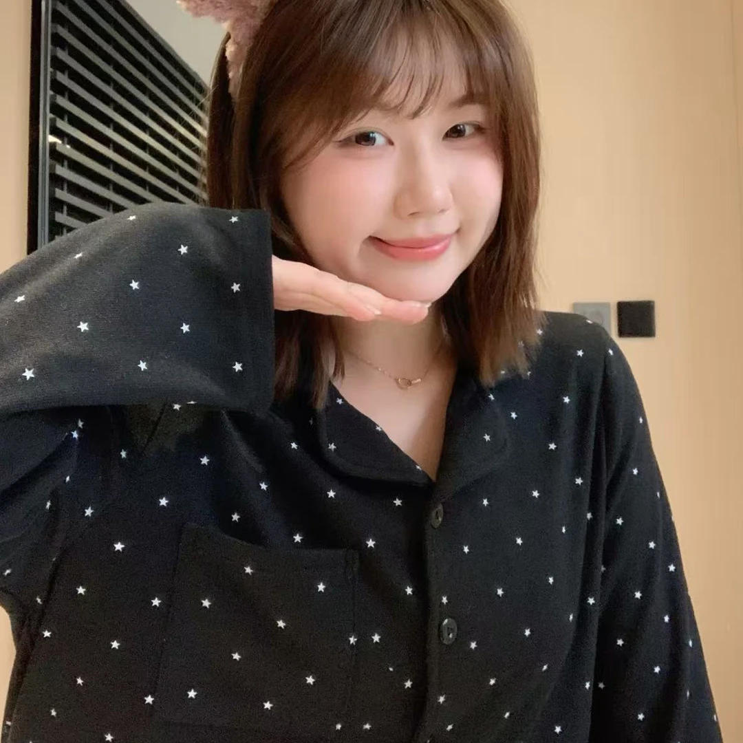 【德绒彩点】大码睡衣120-260斤保暖小清新印花可外穿家居服套装