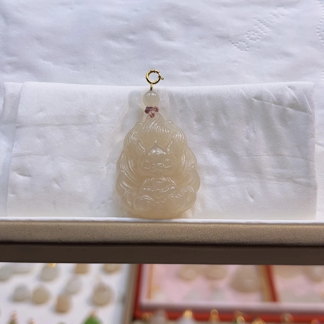 和田玉18K金镶嵌吊坠(不含链)