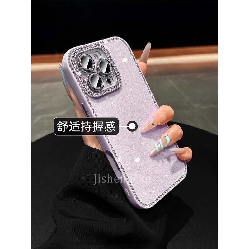 创意镶钻闪粉适用苹果16promax手机壳新款15高级14唯美13奢华女款