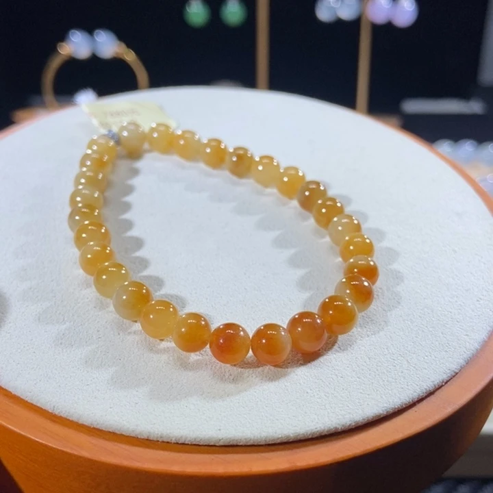 翡翠未镶嵌吊坠(不含链)翡翠渐变黄手串卡6