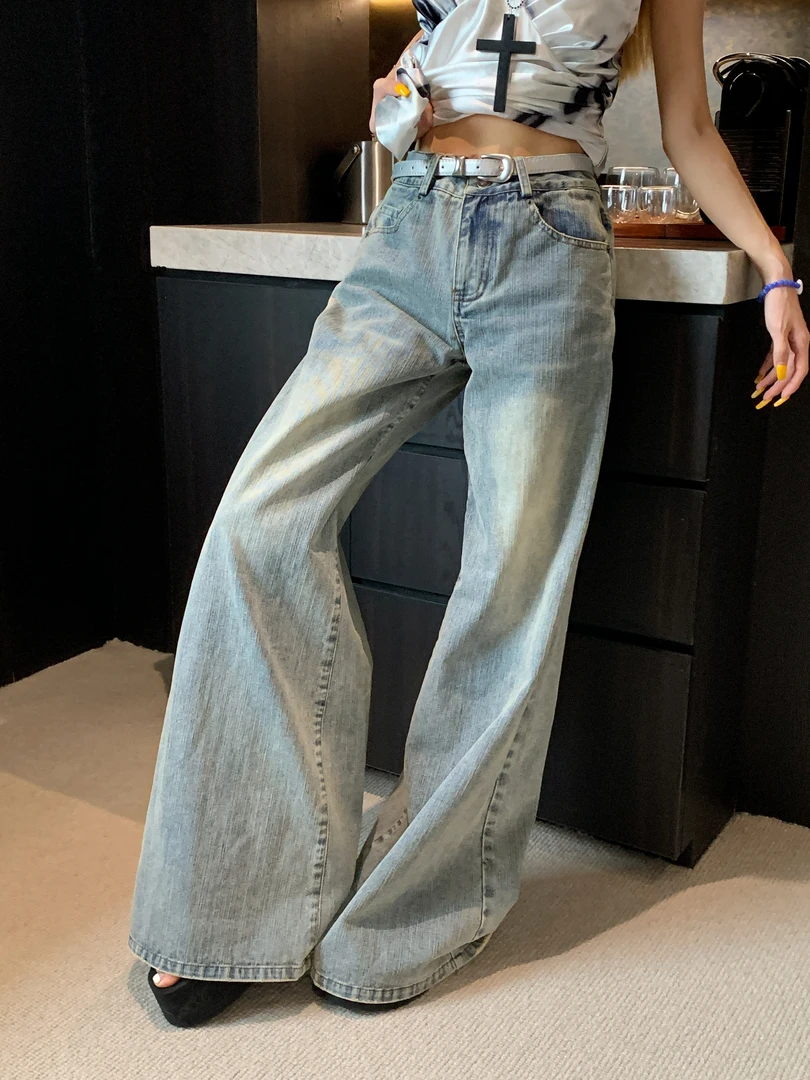 【现货】【一只骨头SEE】巴家牛王 百搭阔腿微喇竹节牛仔拖地裤  8412