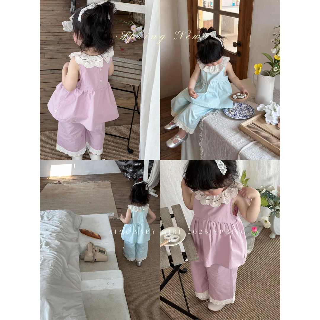 NIMO【奶油兔】韩版欧若风春季新款宝宝可爱时尚百搭纯色花边领套装