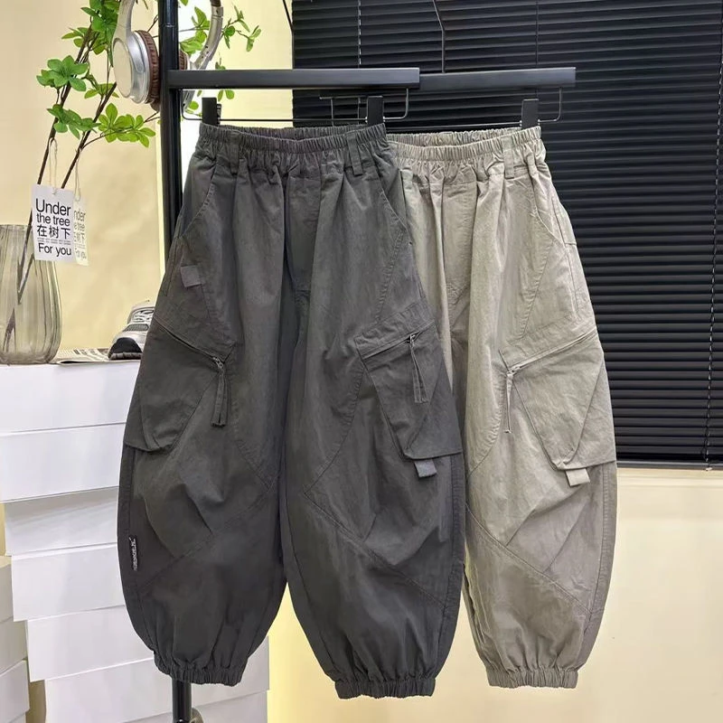 男童2025秋季新款纯棉工装裤洋气韩范工装裤男女童宽松韩版工装裤