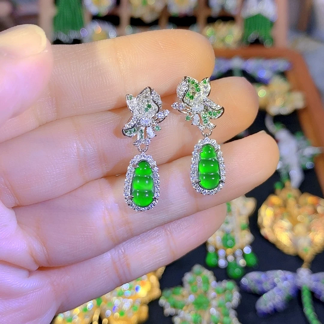 吊坠(不含链)银S925镶嵌翡翠