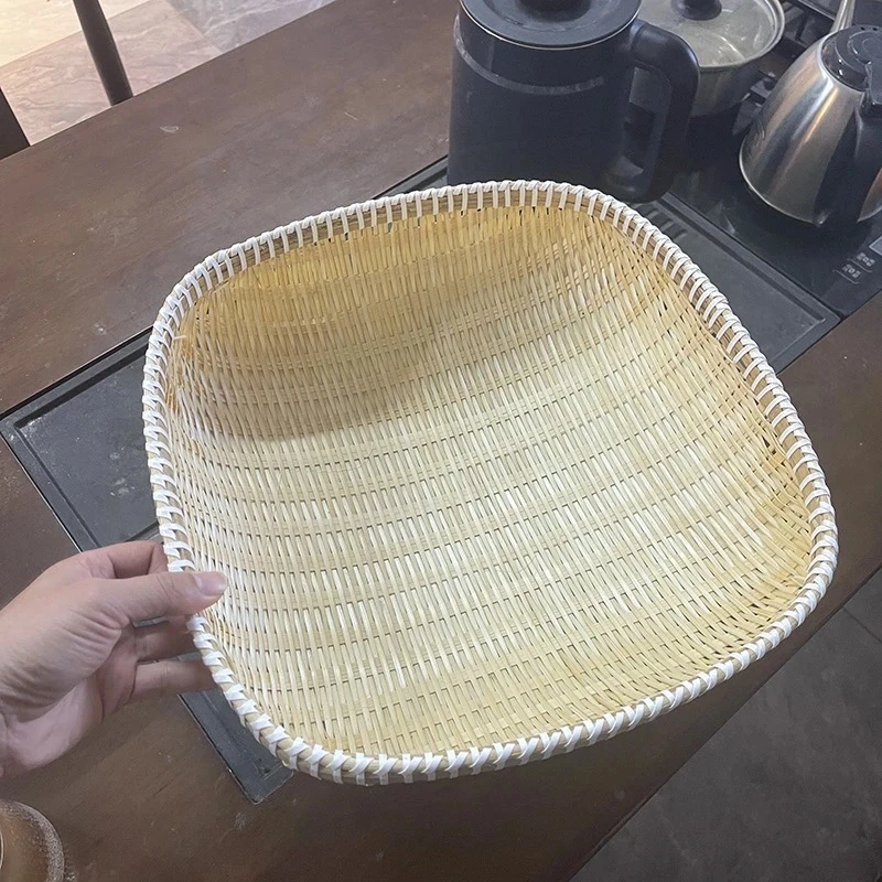 精编竹编方形35厘米馒头筐水果篮天然环保零食收纳筐