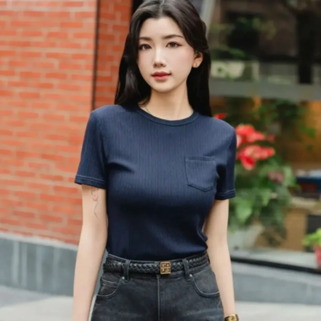 GIRDEAR/哥弟经典百搭舒适时尚通勤简约国标圆领超值T恤女 130060