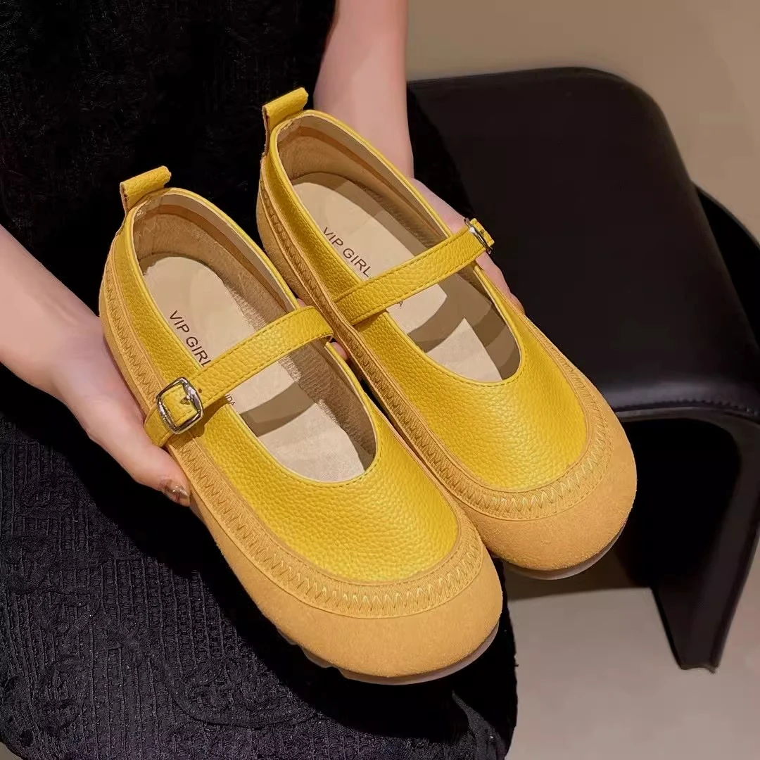 浅口单鞋女软皮软底百搭大码女鞋2025春季新款平底鞋一字带豆豆鞋