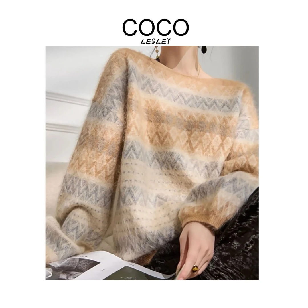 【COCO LESLEY】毛衣女超好看圆领长袖秋冬2025新款慵懒针织衫
