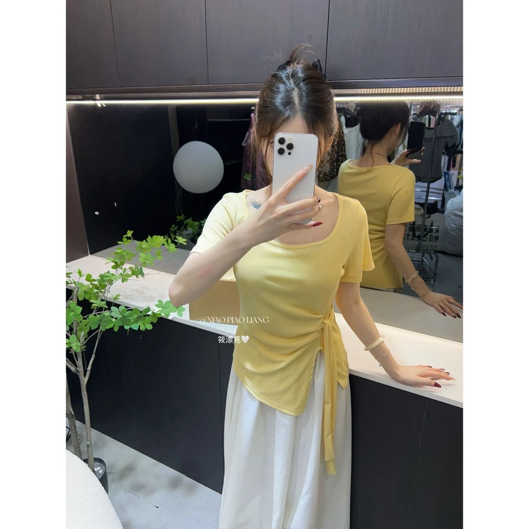 2025韩系欧若风春夏季新款时尚显瘦设计感小众上衣T恤8397#0.1