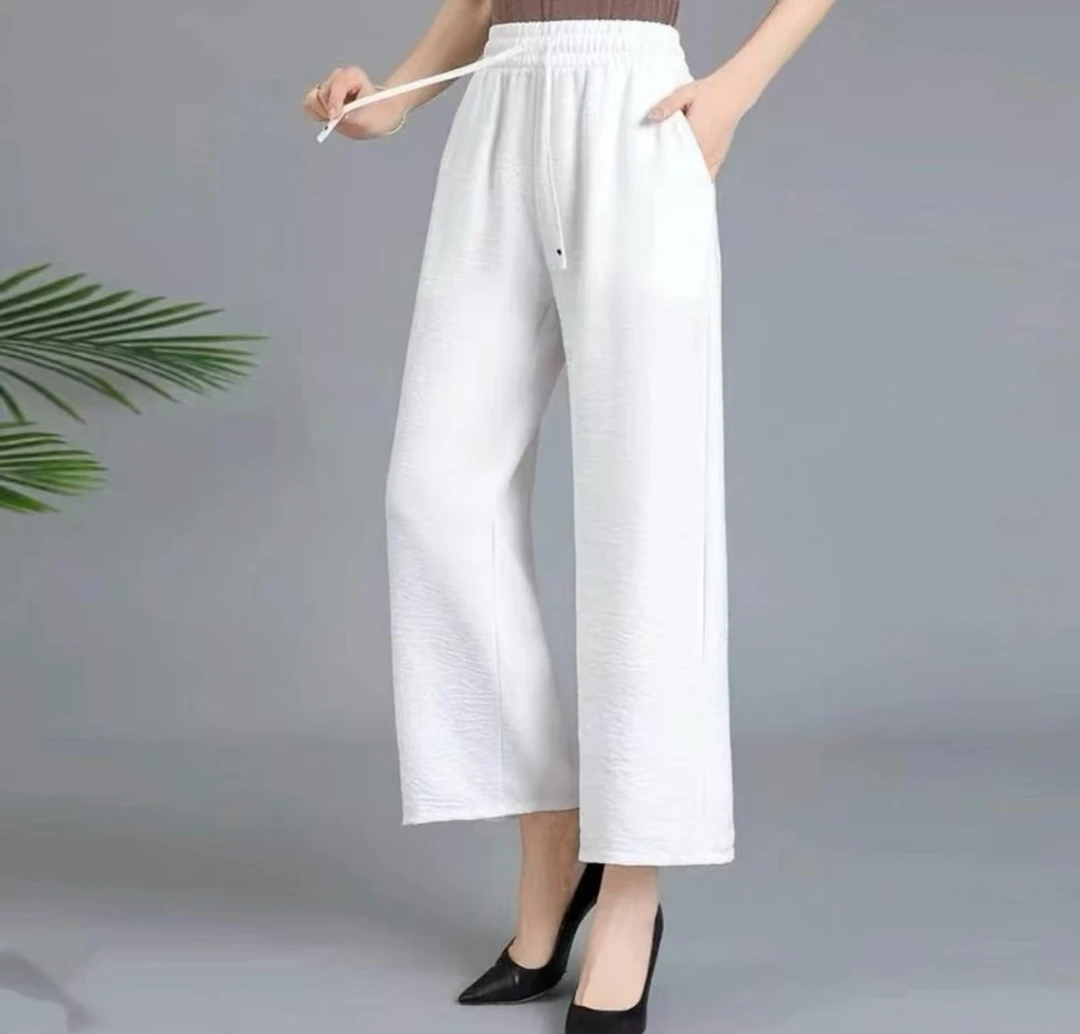 夏款竹节丝麻时尚直通休闲9分裤