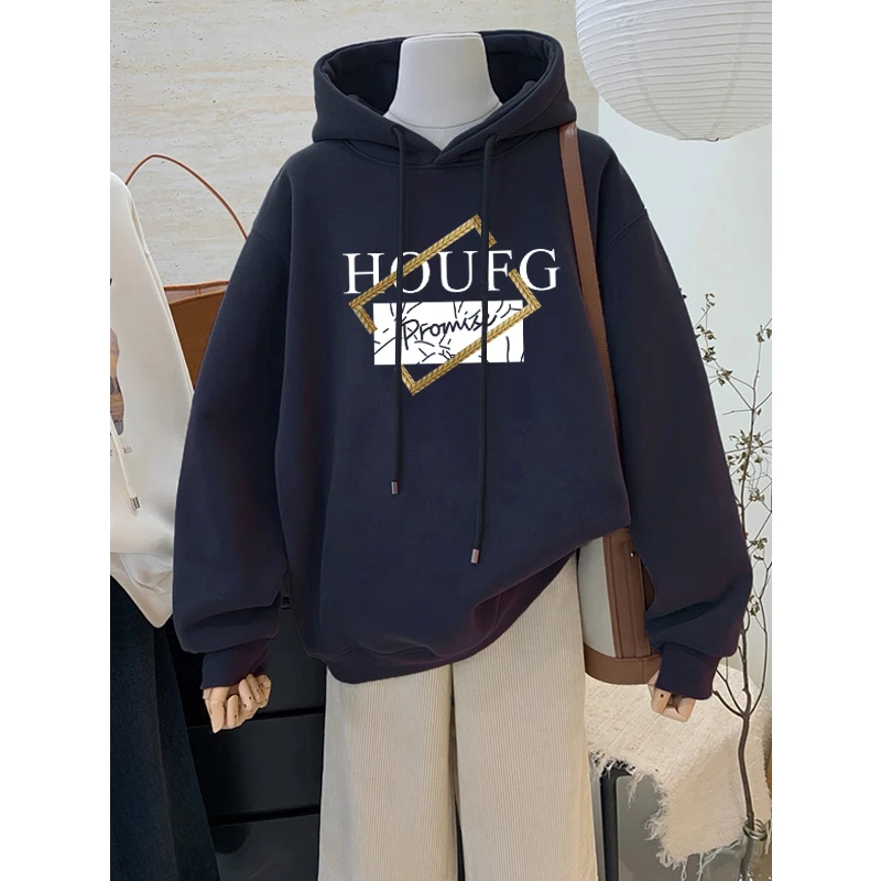 连帽卫衣女2025新款秋冬加绒加厚宽松休闲韩版套头带帽衫情侣外套