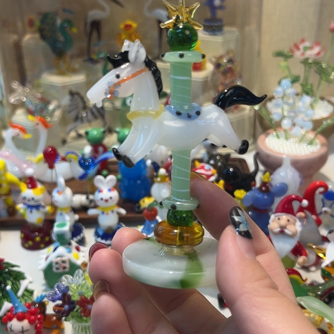 琉璃手工艺品旋转木马