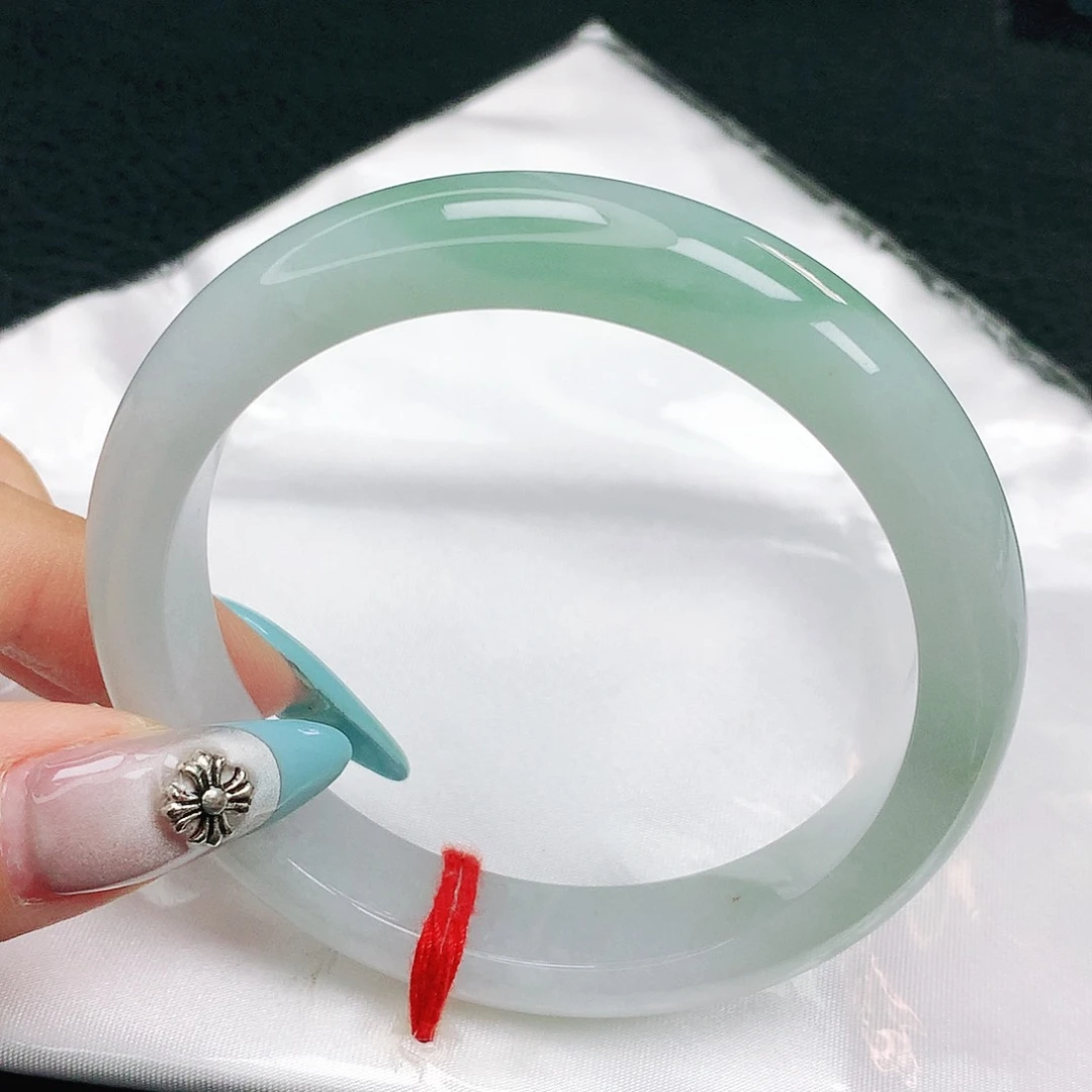 翡翠手镯未镶嵌翡翠56.2冰润绿正圈