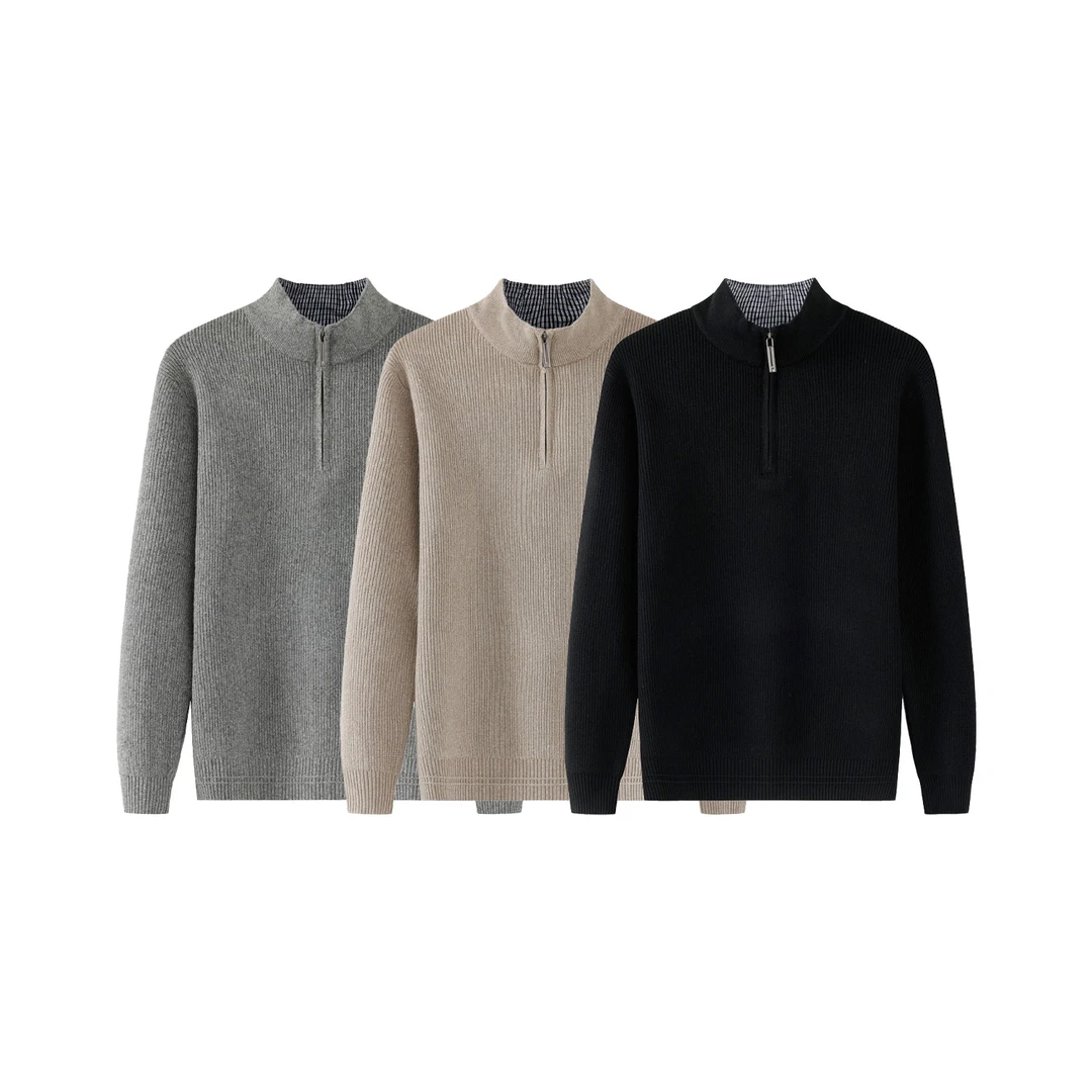 2025新款针织毛衣半拉链男士秋冬款设计师高级感加厚打底衫轻奢