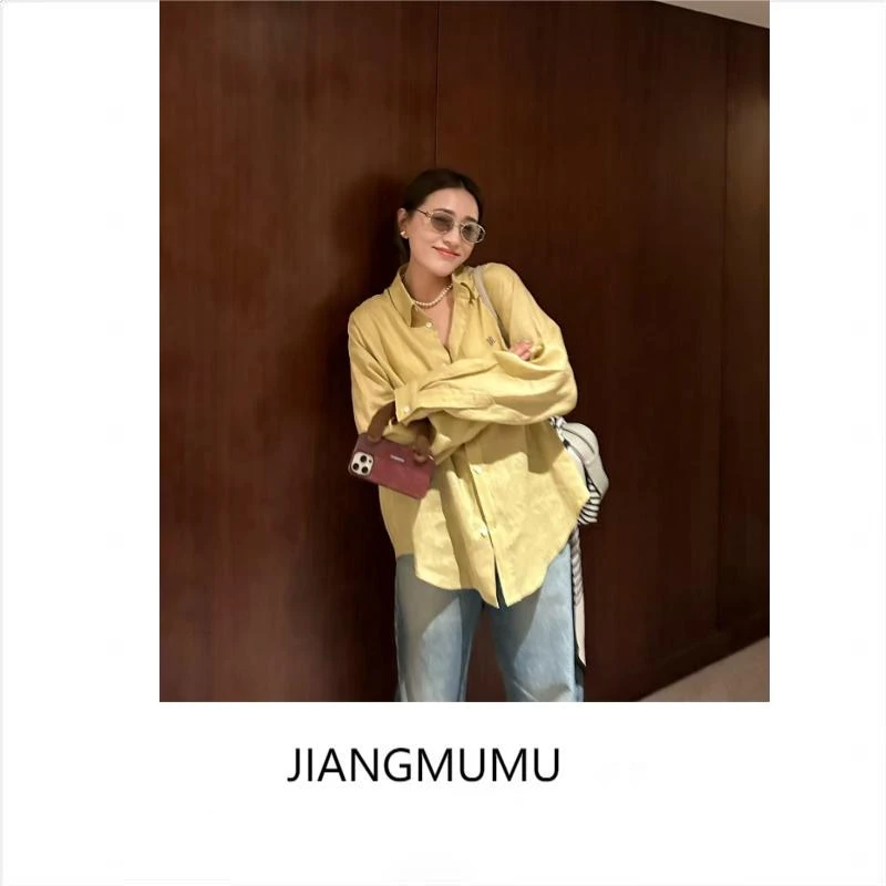 876韩风刺绣款麻料衬衣