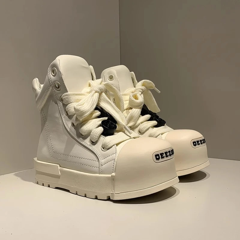 小众设计大头马丁靴男春季新款休闲高帮板鞋厚底增高开口笑情侣靴