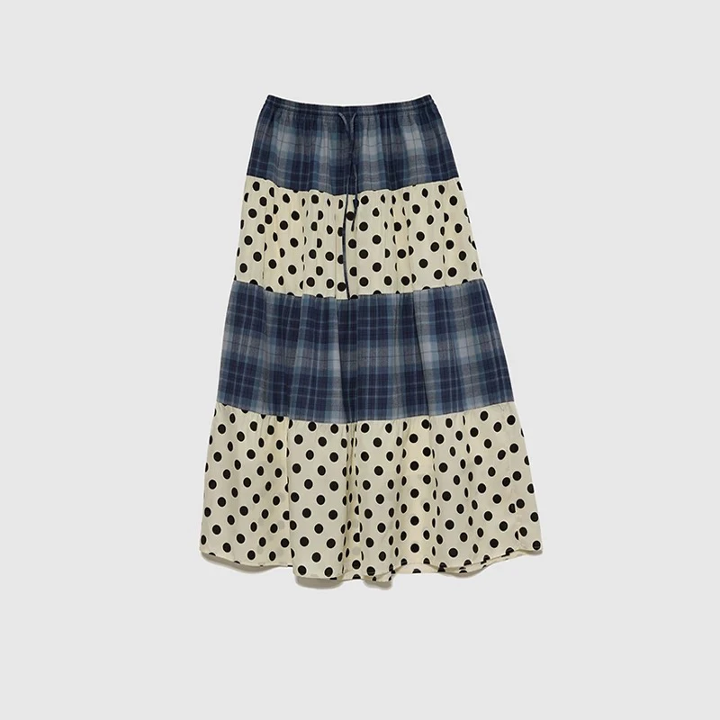 AUBRUINO原创设计2025春季新款民族风彩色拼接半身裙小众a字长裙