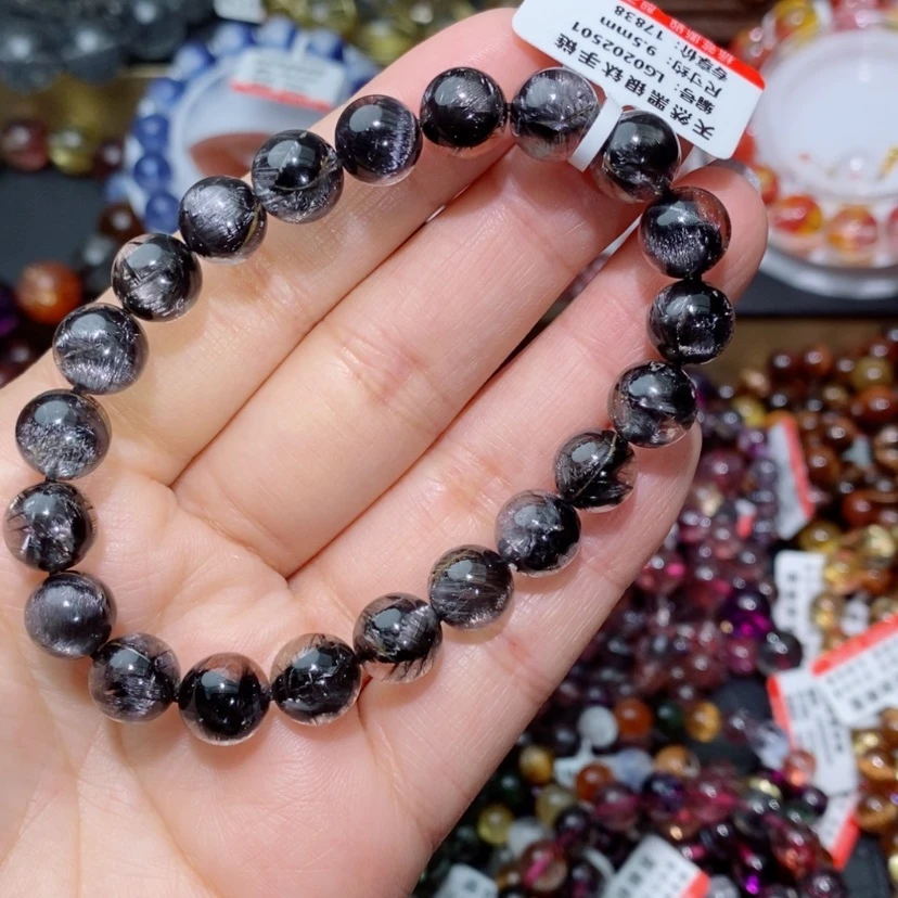 【闪购商品】水晶手链未镶嵌黑银钛手链