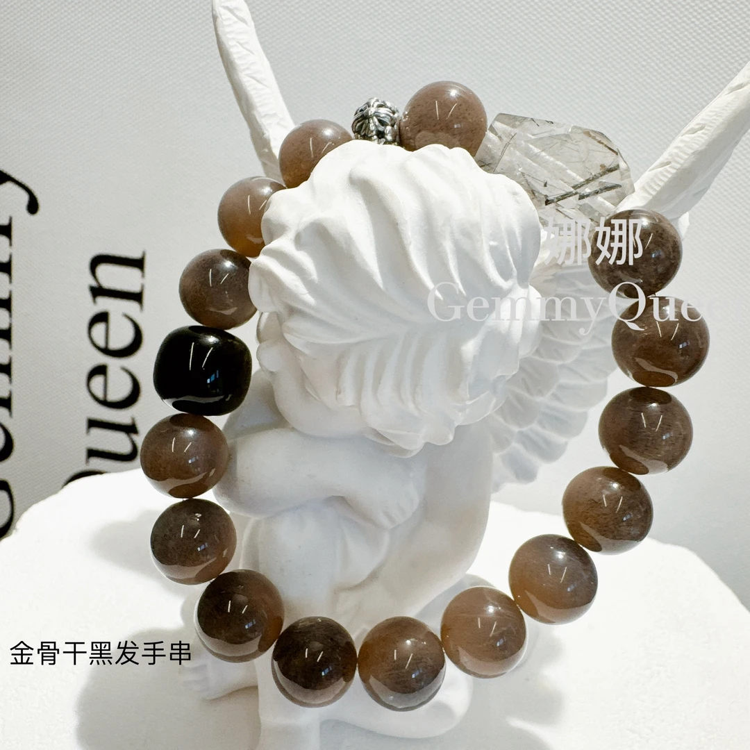 925银仿水晶手链  娜娜GQ “金骨干黑发”10-12mm手串 多样性