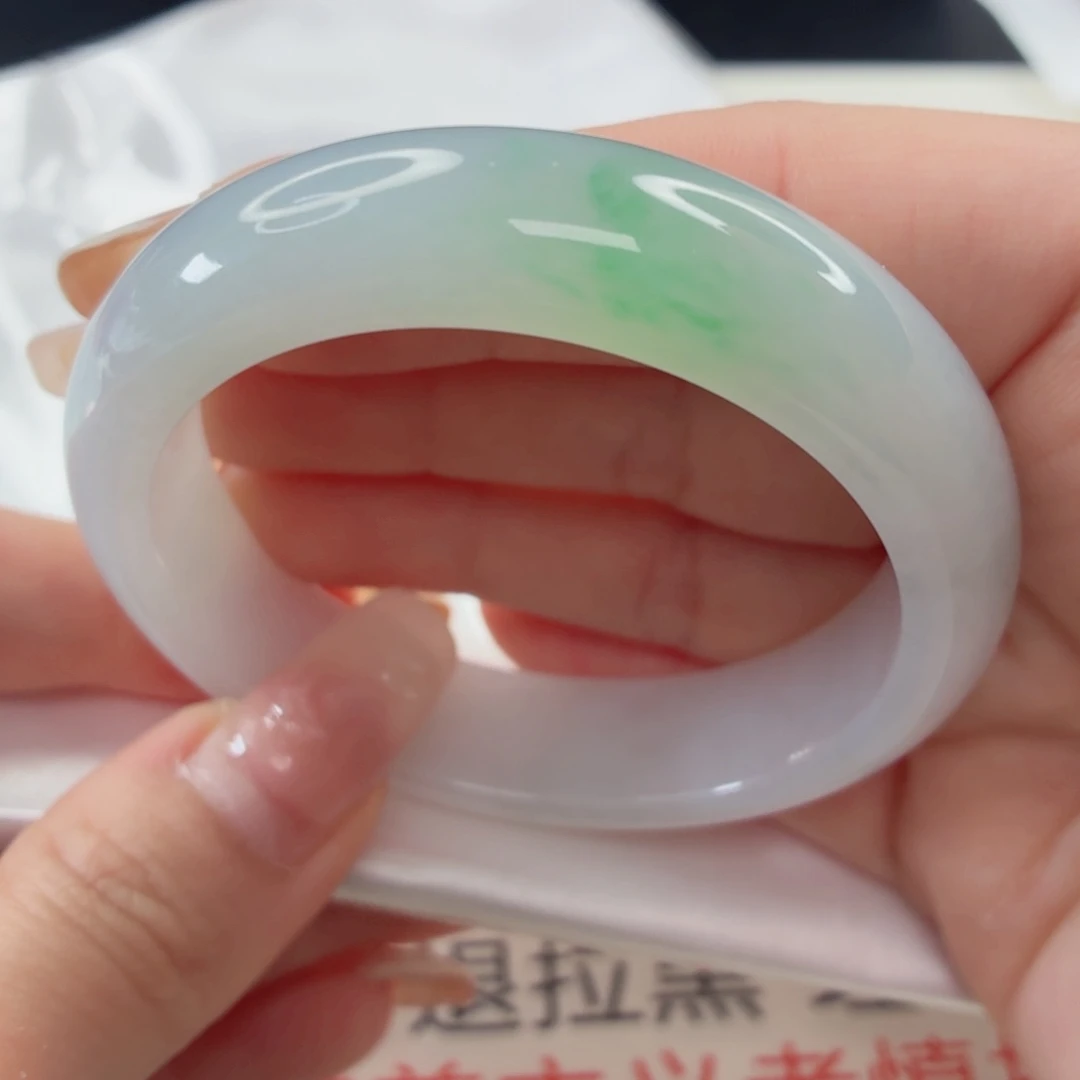 翡翠未镶嵌手镯缅甸天然A货翡翠53.4
