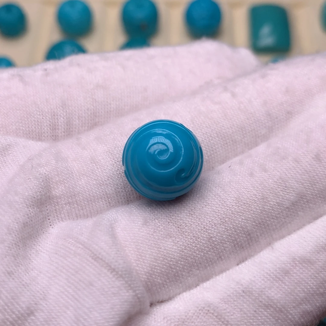 绿松石未镶嵌绿松石博古球13.4