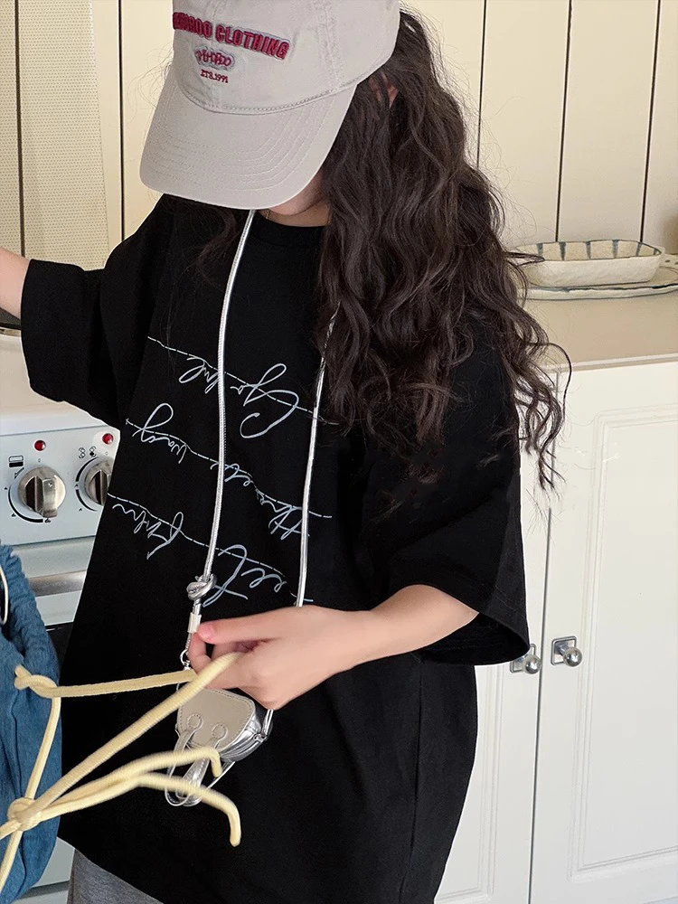 童装女童ins短袖T恤夏装2025新款儿童中大童潮酷宽松休闲风上衣夏