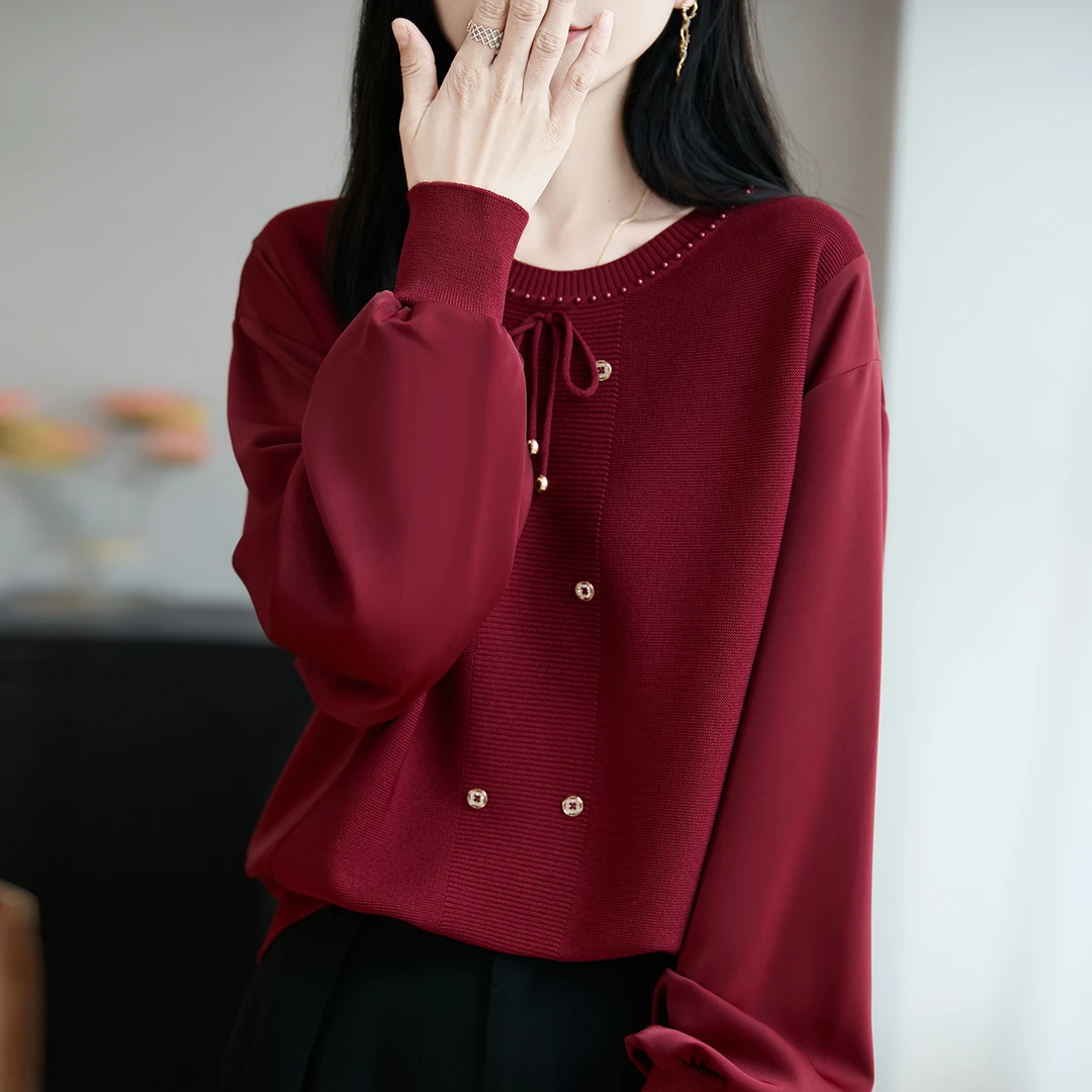 大码女装微胖mm早秋遮肚子巨显瘦上衣2025春秋新款内搭针织打底衫