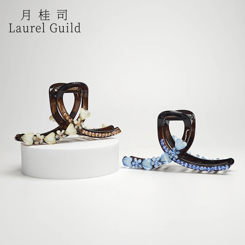 欧若风 小雏菊 爱心花朵春夏设计师款精美气质亚克力抓夹