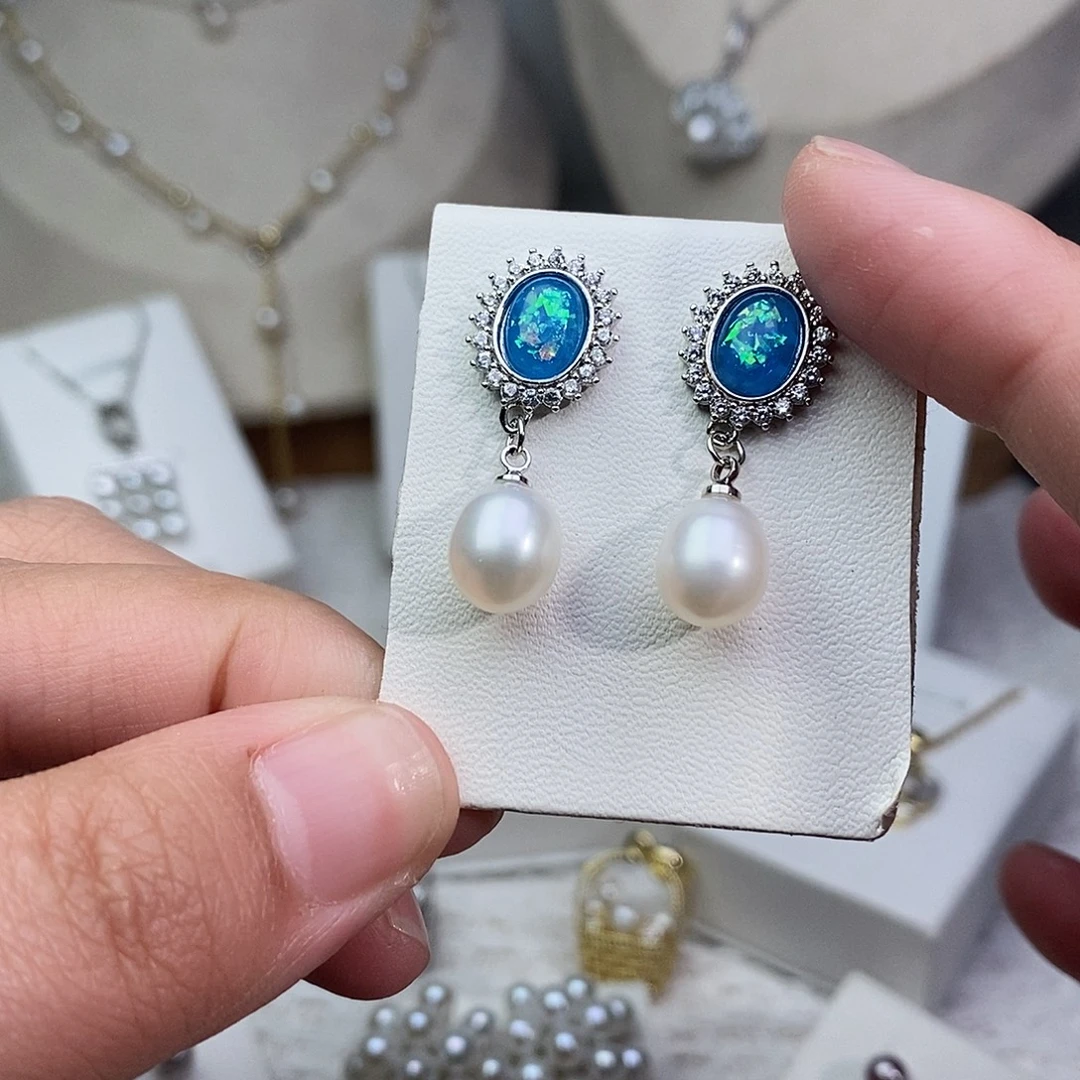 耳饰淡水珍珠银S925镶嵌