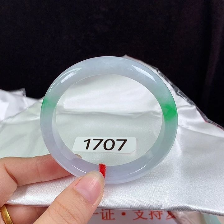 翡翠未镶嵌手镯56圈 糯冰双耳挂翠