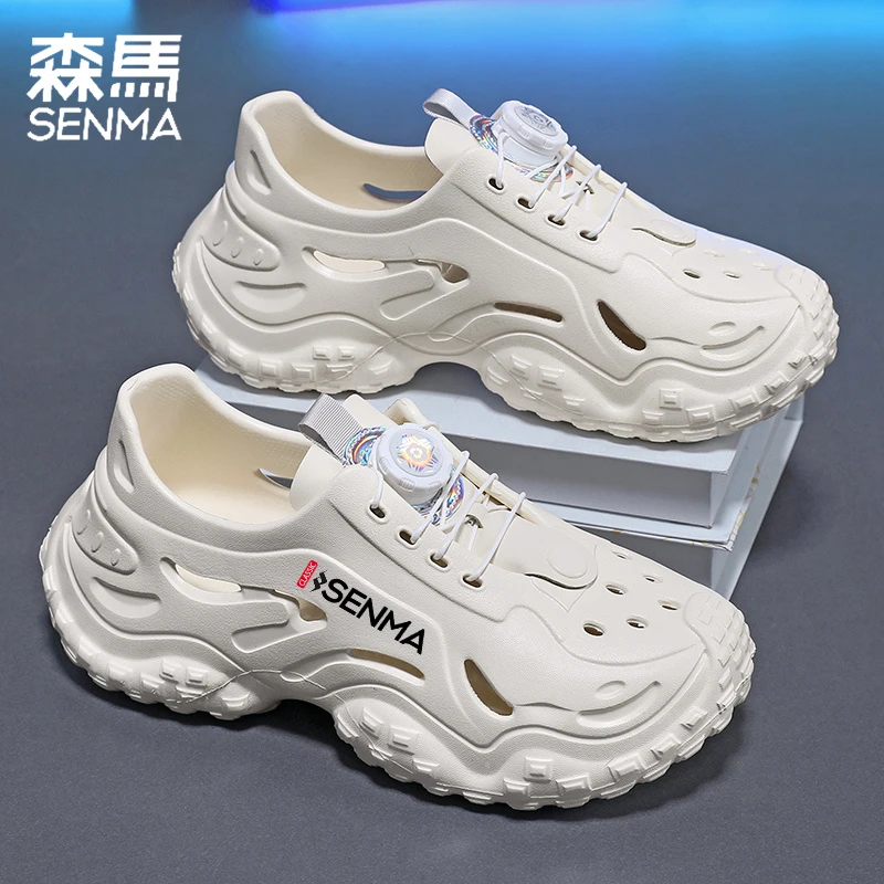 森马凉鞋男潮秋季外穿防滑旋钮轮胎底洞洞鞋男生厚底运动沙滩凉鞋